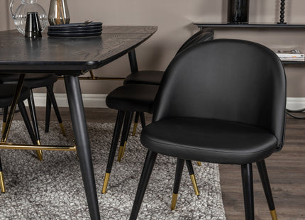 Venture Home Gold & Velvet Rektangulära Matbord 180 x 85 Svart + Matstolar 2-pack Svart