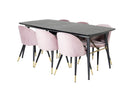Venture Home Gold & Velvet Rektangulära Matbord 180 x 85 Svart + Matstolar 2-pack Dammig rosa