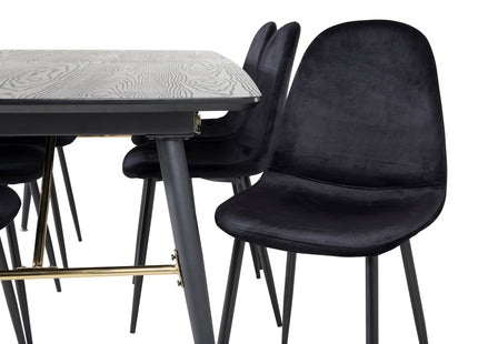 Venture Home Gold & Polar Rektangulära Matbord 180 x 85 Svart + Matstolar 2-pack Svart