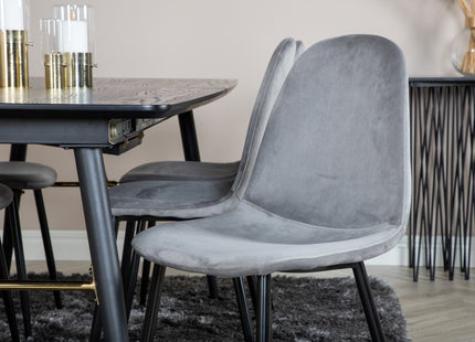 Venture Home Gold & Polar Rektangulära Matbord 180 x 85 Svart + Matstolar 2-pack Grå