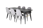 Venture Home Gold & Polar Rektangulära Matbord 180 x 85 Svart + Matstolar 2-pack Grå