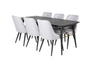 Venture Home Gold & Velvet Deluxe Rektangulära Matbord 180 x 85 Svart + Matstolar 2-pack Grå