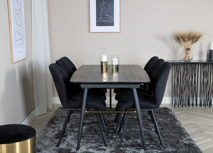 Venture Home Gold & Gemma Rektangulära Matbord 180 x 85 Svart + Matstolar 2-pack Svart