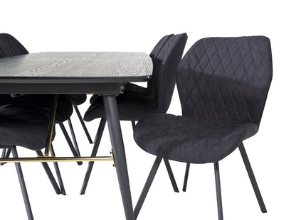 Venture Home Gold & Gemma Rektangulära Matbord 180 x 85 Svart + Matstolar 2-pack Svart