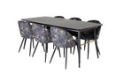 Venture Home Gold & Velvet Rektangulära Matbord 180 x 85 Svart + Matstolar 2-pack Svart