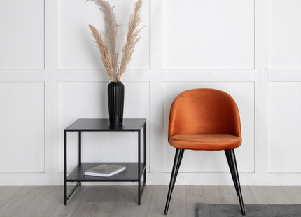 Venture Home Gold & Velvet Rektangulära Matbord 180 x 85 Svart + Matstolar 2-pack Rostig orange