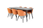Venture Home Gold & Velvet Rektangulära Matbord 180 x 85 Svart + Matstolar 2-pack Rostig orange