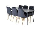 Venture Home Gold & Velvet Deluxe Rektangulära Matbord 180 x 85 Svart + Matstolar 2-pack Svart