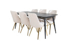 Venture Home Gold & Velvet Deluxe Rektangulära Matbord 180 x 85 Svart + Matstolar 2-pack Beige