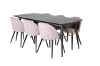 Venture Home Gold & Velvet Rektangulära Matbord 180 x 85 Svart + Matstolar 2-pack Dammig rosa
