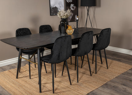 Venture Home Gold & Polar Rektangulära Matbord 180 x 85 Svart + Matstolar 2-pack Svart
