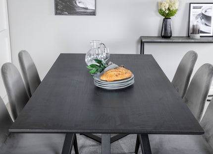 Venture Home Polar & Marina Matstolar 2-pack Grå + Rektangulära Matbord 180 x 90 Svart
