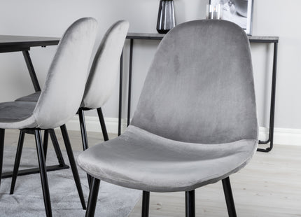 Venture Home Polar & Marina Matstolar 2-pack Grå + Rektangulära Matbord 180 x 90 Svart