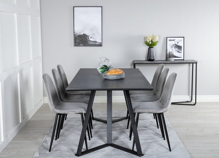 Venture Home Polar & Marina Matstolar 2-pack Grå + Rektangulära Matbord 180 x 90 Svart