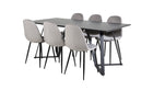 Venture Home Polar & Marina Matstolar 2-pack Grå + Rektangulära Matbord 180 x 90 Svart