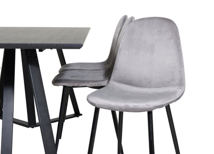 Venture Home Polar & Marina Matstolar 2-pack Grå + Rektangulära Matbord 180 x 90 Svart
