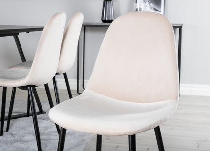Venture Home Polar & Marina Matstolar 2-pack Beige + Rektangulära Matbord 180 x 90 Svart