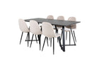 Venture Home Polar & Marina Matstolar 2-pack Beige + Rektangulära Matbord 180 x 90 Svart