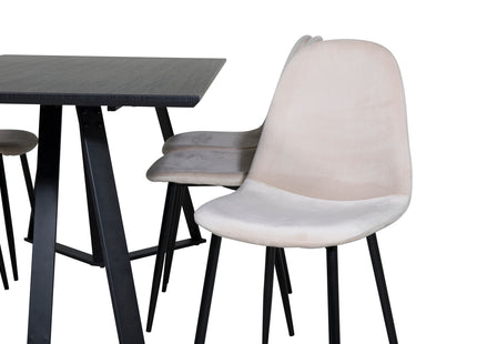Venture Home Polar & Marina Matstolar 2-pack Beige + Rektangulära Matbord 180 x 90 Svart