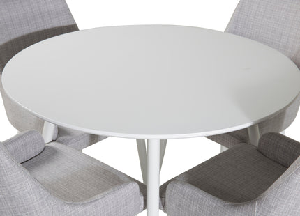 Venture Home Plaza Matstolar 2-pack Grå + Runda Matbord ⌀100 Vit