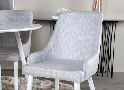 Venture Home Plaza Matstolar 2-pack Grå + Runda Matbord ⌀100 Vit