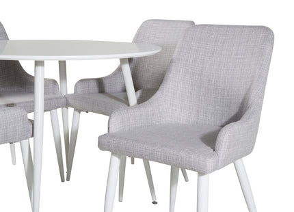 Venture Home Plaza Matstolar 2-pack Grå + Runda Matbord ⌀100 Vit