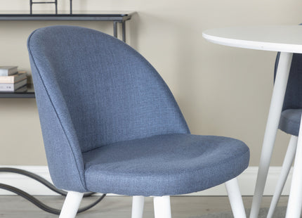 Venture Home Plaza & Velvet Runda Matbord ⌀100 Vit + Matstolar 2-pack Blå