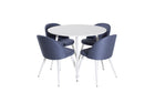 Venture Home Plaza & Velvet Runda Matbord ⌀100 Vit + Matstolar 2-pack Blå