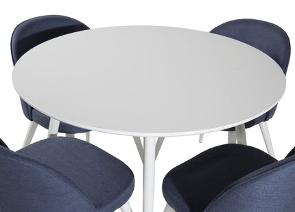 Venture Home Plaza & Velvet Runda Matbord ⌀100 Vit + Matstolar 2-pack Blå