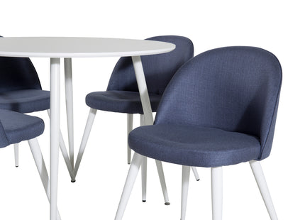 Venture Home Plaza & Velvet Runda Matbord ⌀100 Vit + Matstolar 2-pack Blå