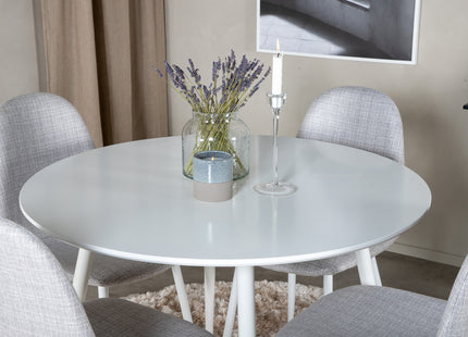 Venture Home Plaza & Polar Runda Matbord ⌀100 Vit + Matstolar 2-pack Grå
