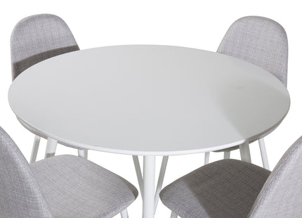 Venture Home Plaza & Polar Runda Matbord ⌀100 Vit + Matstolar 2-pack Grå