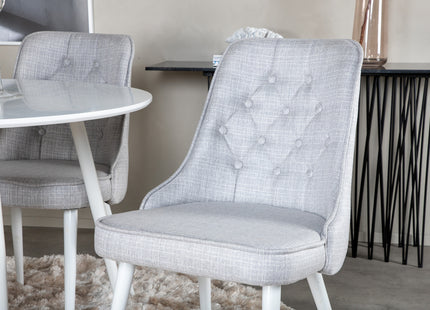 Venture Home Plaza & Velvet Deluxe Runda Matbord ⌀100 Vit + Matstolar 2-pack Ljusgrå