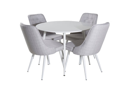 Venture Home Plaza & Velvet Deluxe Runda Matbord ⌀100 Vit + Matstolar 2-pack Ljusgrå