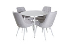 Venture Home Plaza & Velvet Deluxe Runda Matbord ⌀100 Vit + Matstolar 2-pack Ljusgrå