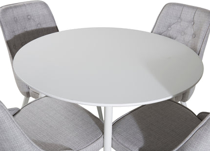 Venture Home Plaza & Velvet Deluxe Runda Matbord ⌀100 Vit + Matstolar 2-pack Ljusgrå