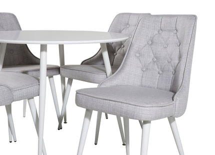 Venture Home Plaza & Velvet Deluxe Runda Matbord ⌀100 Vit + Matstolar 2-pack Ljusgrå
