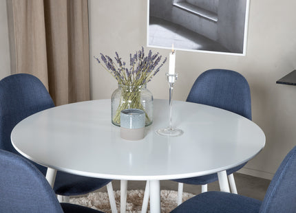 Venture Home Plaza & Polar Runda Matbord ⌀100 Vit + Matstolar 2-pack Blå