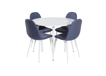 Venture Home Plaza & Polar Runda Matbord ⌀100 Vit + Matstolar 2-pack Blå