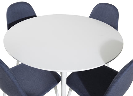 Venture Home Plaza & Polar Runda Matbord ⌀100 Vit + Matstolar 2-pack Blå