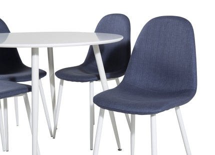 Venture Home Plaza & Polar Runda Matbord ⌀100 Vit + Matstolar 2-pack Blå