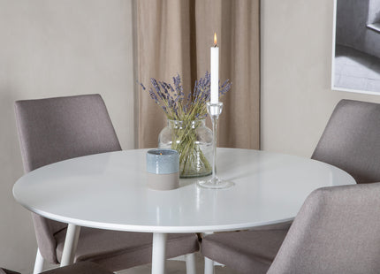 Venture Home Leone & Plaza Matstolar 2-pack Grå + Runda Matbord ⌀100 Vit