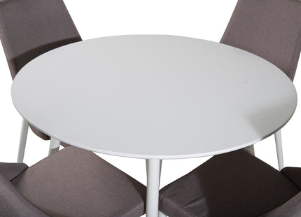Venture Home Leone & Plaza Matstolar 2-pack Grå + Runda Matbord ⌀100 Vit