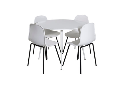 Venture Home Arctic & Plaza Matstolar 2-pack Vit + Runda Matbord ⌀100 Vit