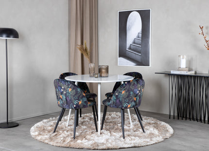 Venture Home Plaza & Velvet Runda Matbord ⌀100 Vit + Matstolar 2-pack Svart