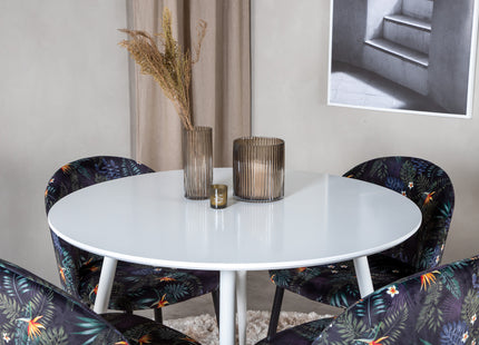 Venture Home Plaza & Velvet Runda Matbord ⌀100 Vit + Matstolar 2-pack Svart