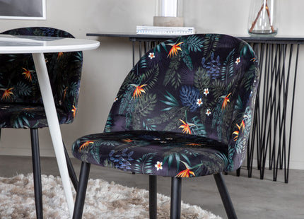 Venture Home Plaza & Velvet Runda Matbord ⌀100 Vit + Matstolar 2-pack Svart