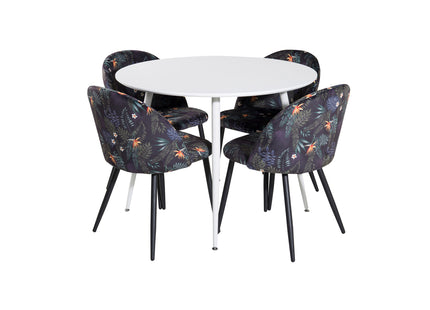 Venture Home Plaza & Velvet Runda Matbord ⌀100 Vit + Matstolar 2-pack Svart