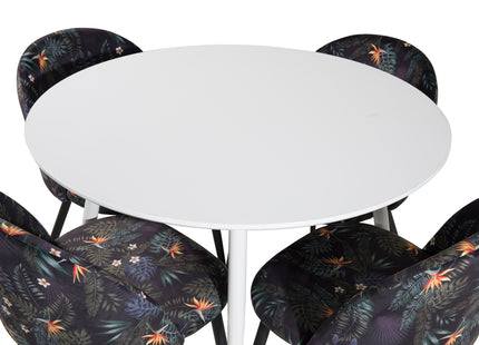 Venture Home Plaza & Velvet Runda Matbord ⌀100 Vit + Matstolar 2-pack Svart