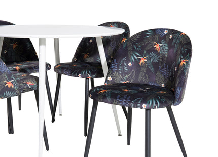 Venture Home Plaza & Velvet Runda Matbord ⌀100 Vit + Matstolar 2-pack Svart
